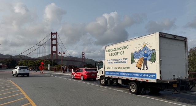 Cascade Moving truck in front of Golden Gate Bridge